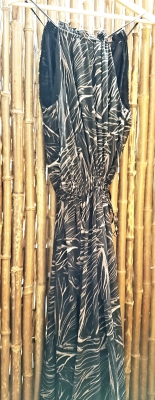 Langes Kleid grau-schwarz