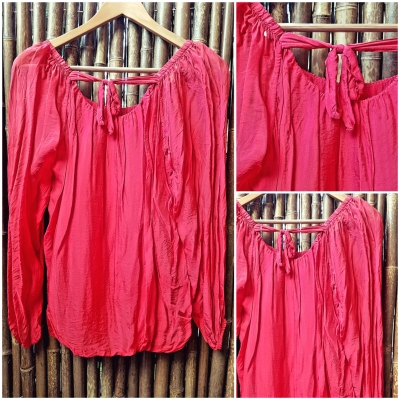 Red silk blouse