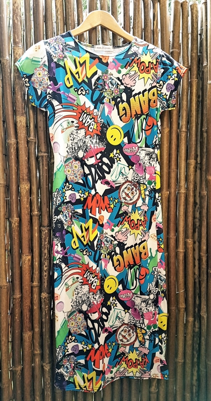 Gang-Bang-Cartoon-Kleid