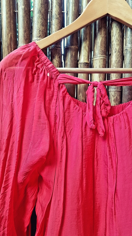Red silk blouse